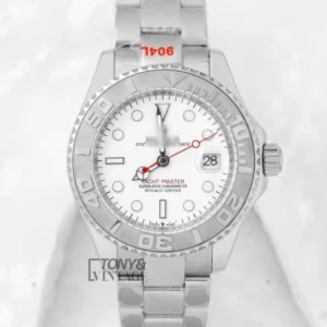 42mm Silver Automatic Watch with White Dial
