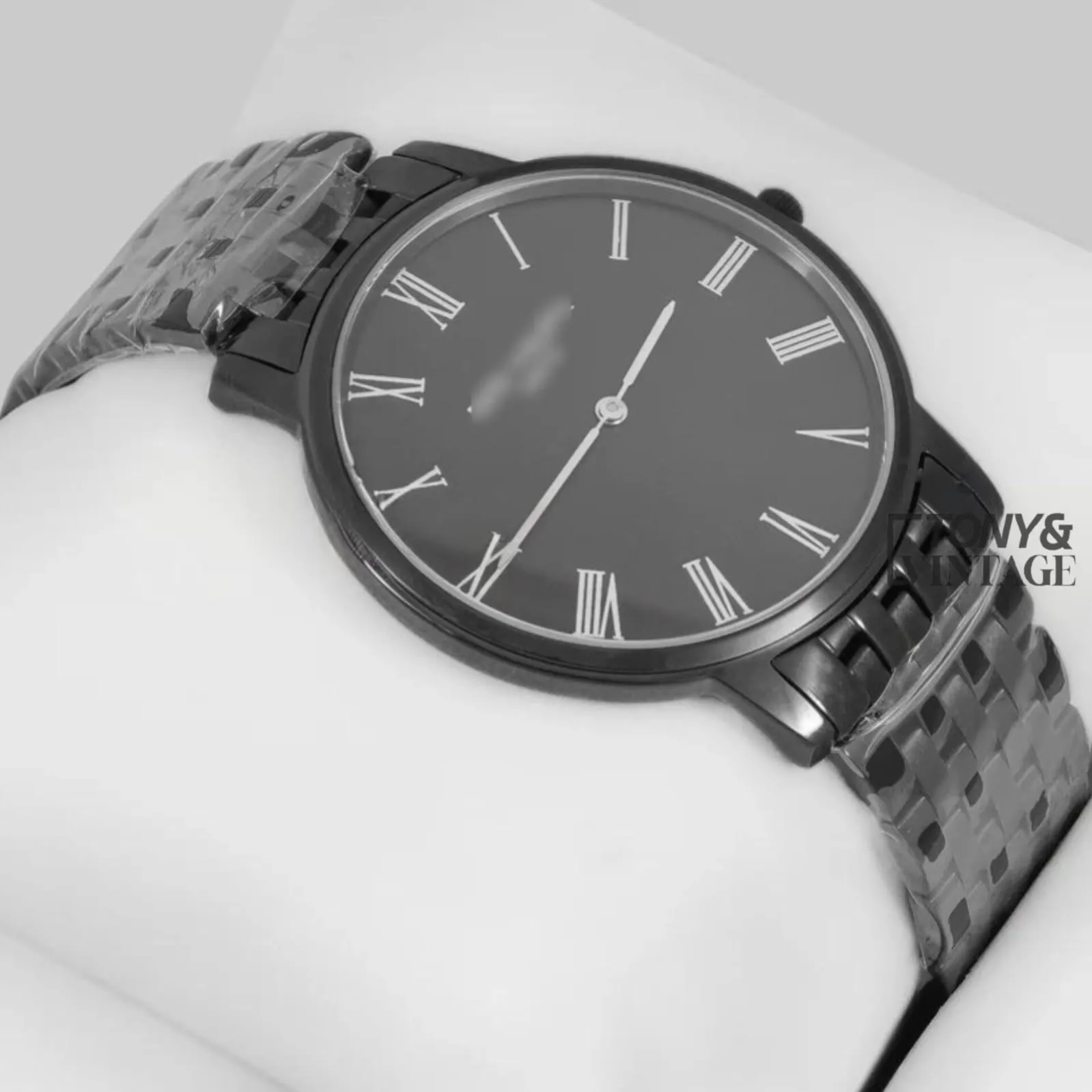 All Black Watch with Dial and Roman Figure Chain - Image 2