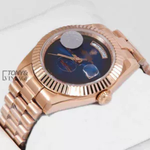 "All Rose Gold Deep Blue Dial Automatic Watch "
