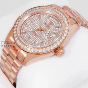 All Rose Gold Stone Dial & Bezel Automatic Watch