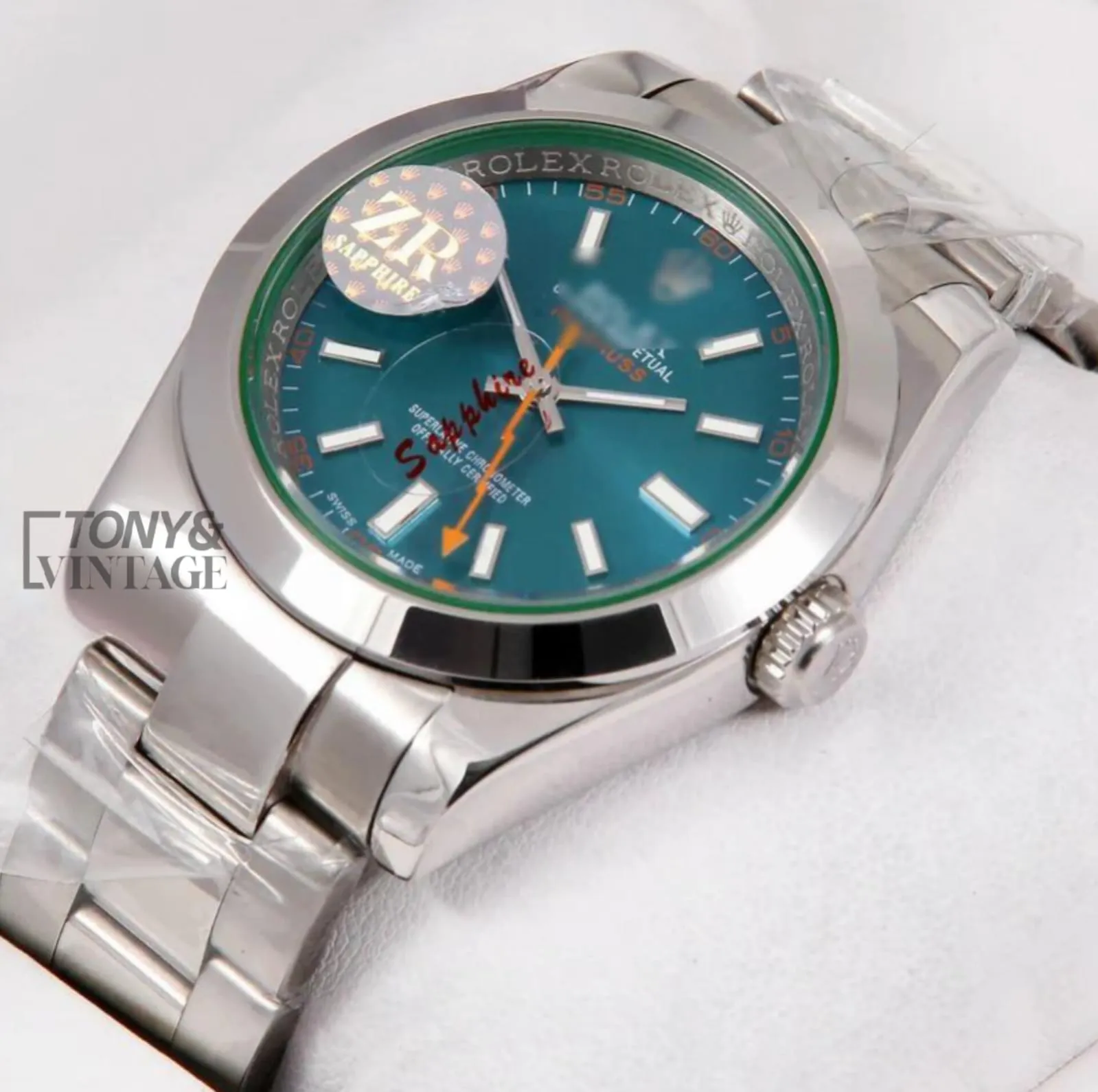 "All Silver Sky Blue Dial Automatic Watch "
