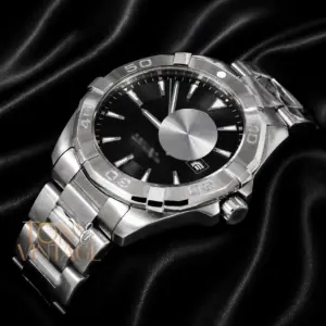 All Silver Watch with Deep Black Dial