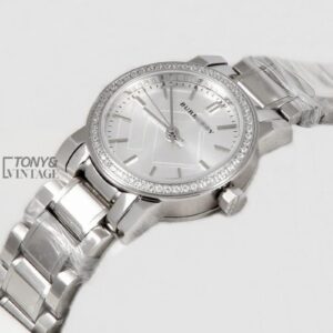 All Silver With Stone Bezel Ladies Watch