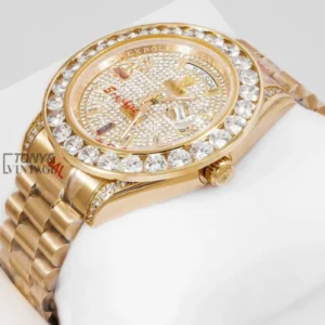 All Yellow Gold Stone Dial & Bezel Automatic Watch