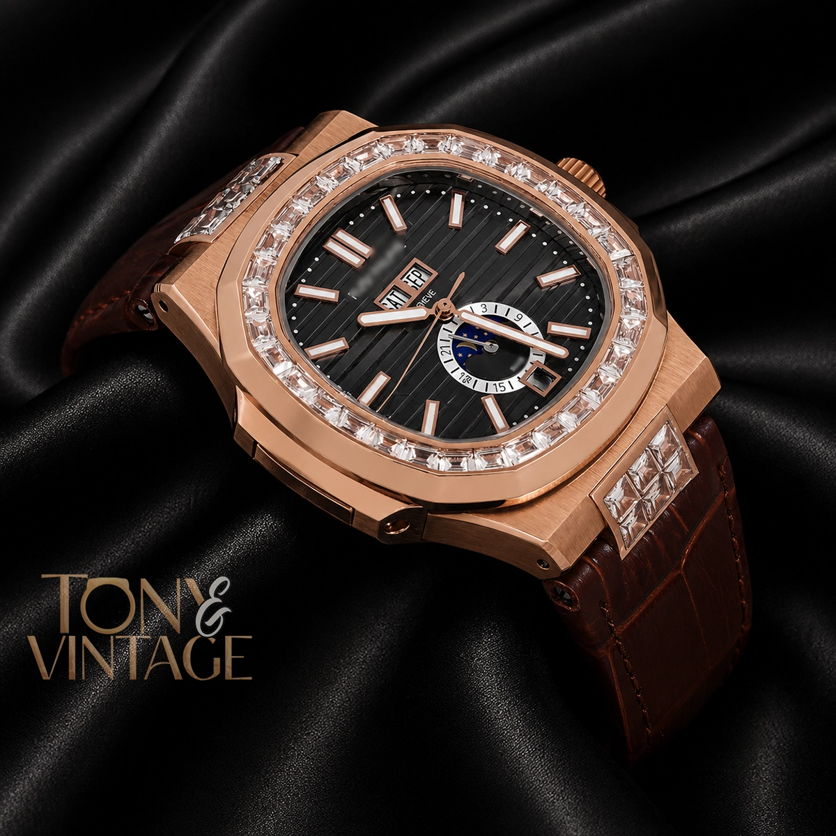 Annual Calendar Moon Phase Rose Gold Watch - Image 3