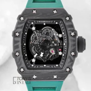 Chronograph Yellow Gold Watch with Blue Dial and PVC Strap