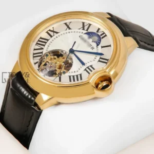 Ballon Bleu Tourbillon Watch in Rose Gold With Black Leather Strap