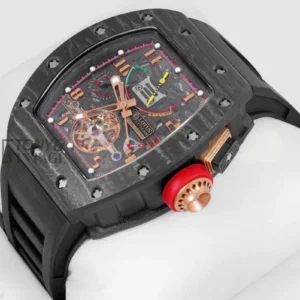 Black Chronograph Watch With Rubber Strap