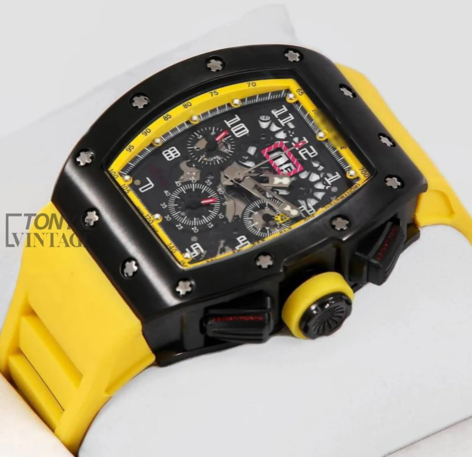 Black Watch With Yellow Rubber Strap and Matching Dial Automatic