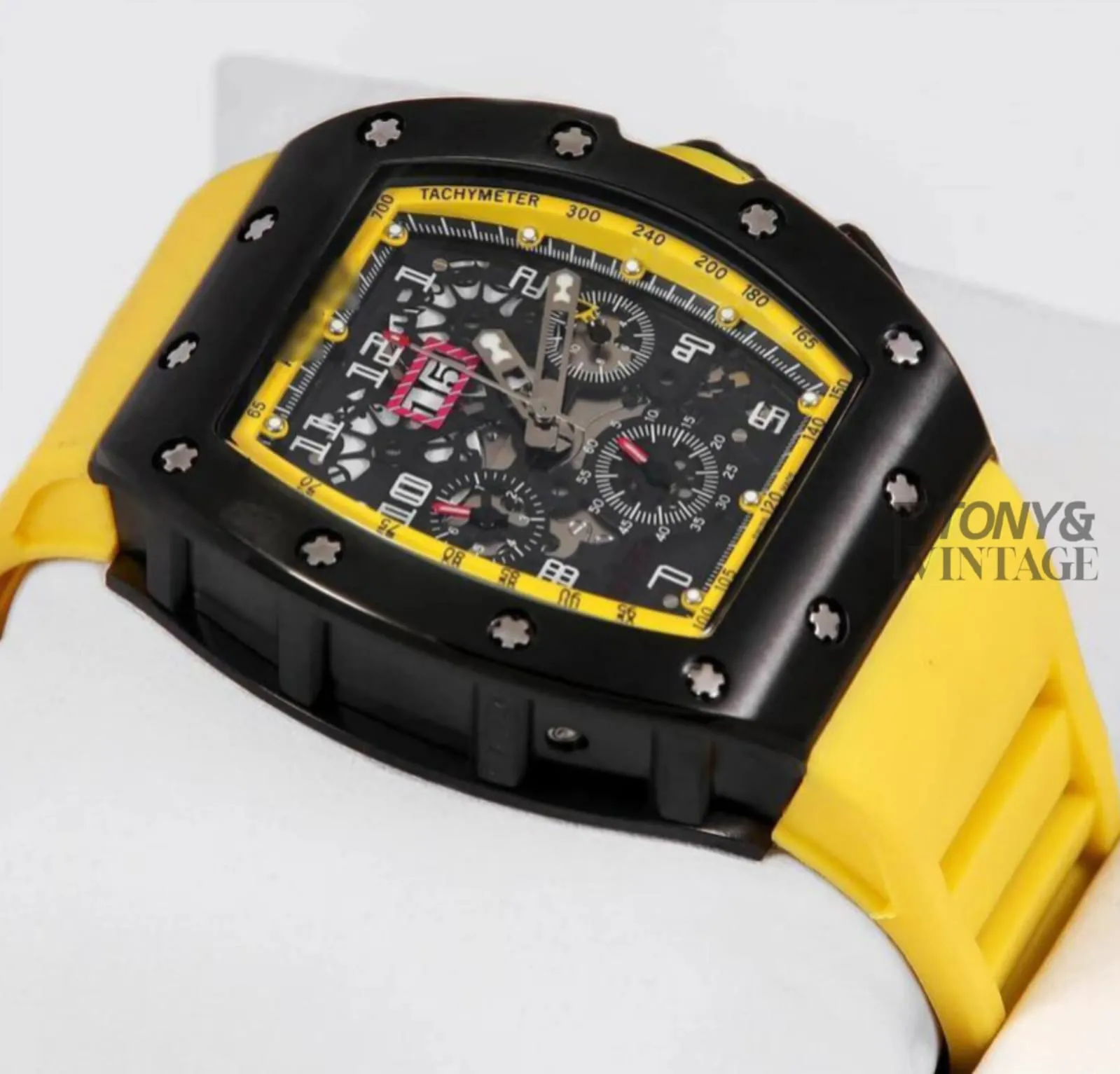 Black Watch With Yellow Rubber Strap and Matching Dial Automatic - Image 2