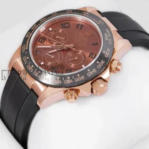 "Chronograph 40 Rose Gold Case Brown Dial & Black Rubber Strap "