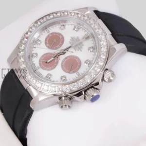 Chronograph 40 Silver Case White Dial Stone Bezel