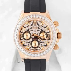 "Chronograph 40 Yellow Gold Case with Stone Bezel & Dial "