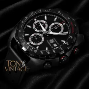 Chronograph All Black Watch with Black Dotted Strap