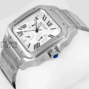 Chronograph All Silver Watch With Dial and Chain