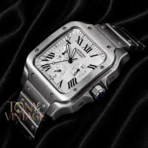 Chronograph All Silver Watch With Dial and Chain