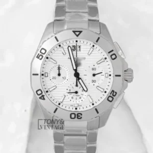 "Chronograph All Silver Watch with Dial and Chain "