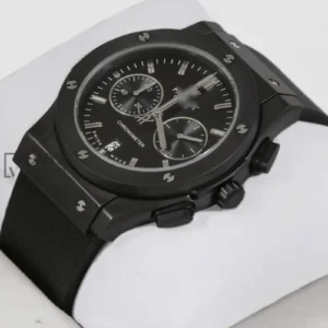 Chronograph Black Case With Black Dial & Black Rubber Strap