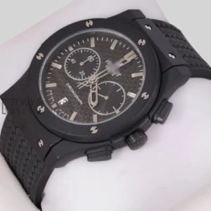 Chronograph Black Watch With Matching Dial and PVC Strap