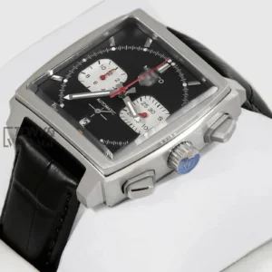Chronograph Final Edition Silver Case with Black Dial and Black Leather Strap Watch