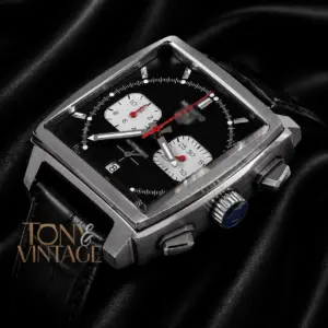 Chronograph Final Edition Silver Case with Black Dial and Black Leather Strap Watch