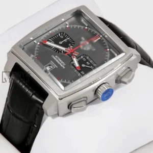 Chronograph Final Edition Silver Case with Grey Dial and Black Leather Strap Watch