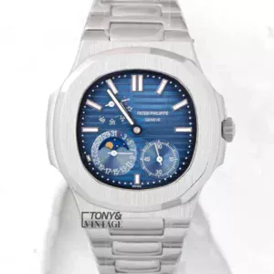 Chronograph Moon Phase Silver With Blue Dial Automatic Watch