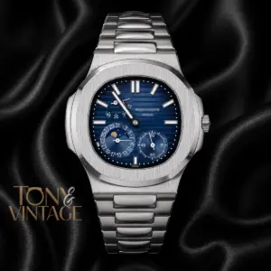 Chronograph Moon Phase Silver With Blue Dial Automatic Watch