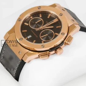 Chronograph Rose Gold Case With Black Dial & Grey Velvet Strap