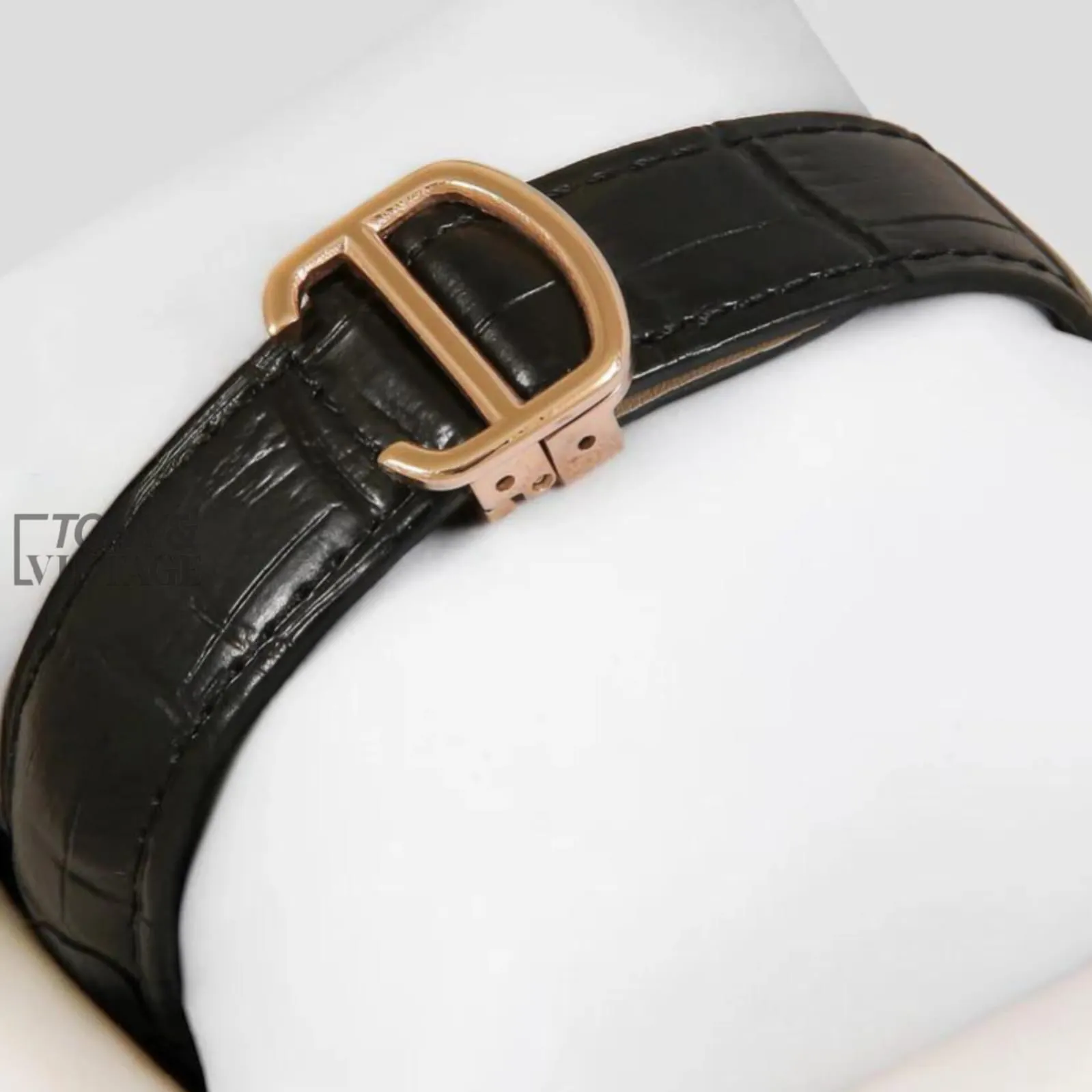 "Chronograph Rose Gold Watch With Black Dial and Leather Strap for Men " - Image 3
