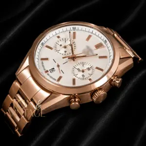 Chronograph Rose Gold Watch with White Dial