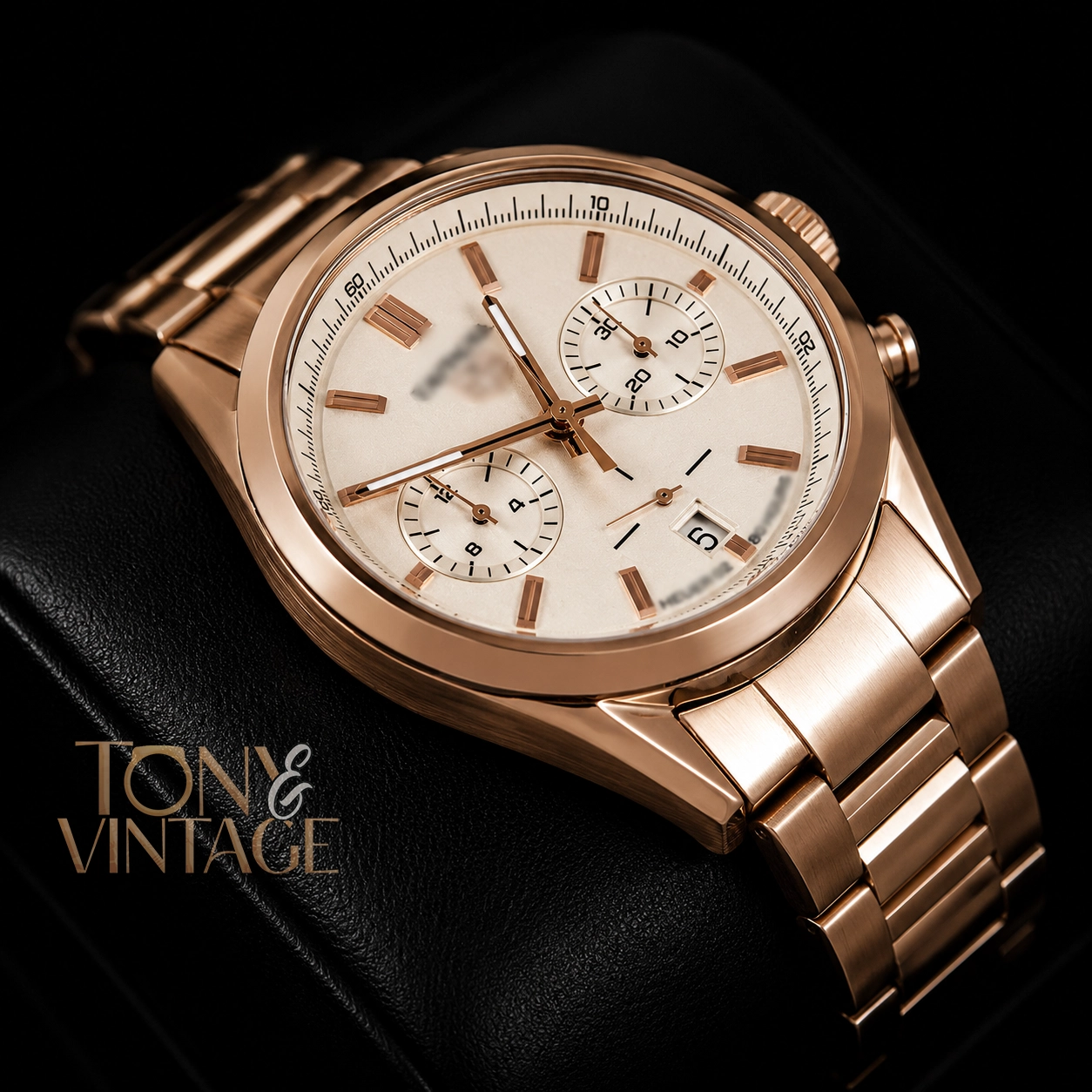 Chronograph Rose Gold Watch with White Dial - Image 2