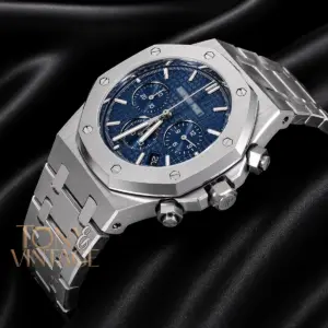 Chronograph Silver Blue Texture Dial Chain Watch
