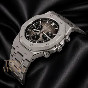 Chronograph Silver Light Brown Dial Chain Watch