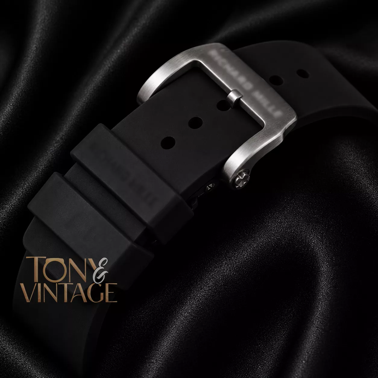 Chronograph Silver Watch With Black Rubber Strap - Image 3