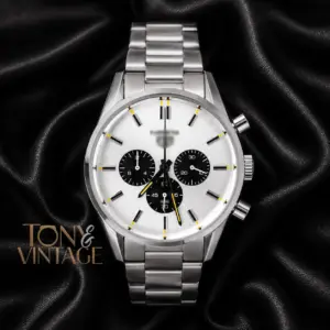 Chronograph Silver Watch With White Dial and Chain Strap
