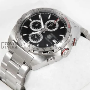 "Chronograph Silver Watch with Black Dial "