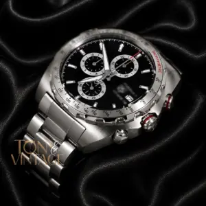 Chronograph Silver Watch with Black Dial
