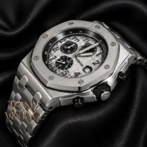 Chronograph Silver White Dial Chain Watch