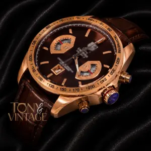 Chronograph Watch with Brown Dial and Brown Leather Strap