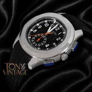 Down Second Silver Watch with Black Dial and Rubber Strap