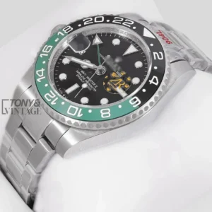 GMT 40 Silver Black Dial Green Bezel