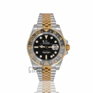 "GMT 40 Two Tone Yellow Gold Automatic Watch with Black Dial & Bezel "