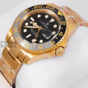 "GMT 40 Yellow Gold Watch with Black Dial & Bezel "