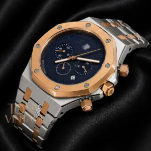 Oak Chronograph Two Tone Rose Gold Blue Dial