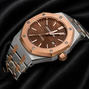 Oak Two Tone Rose Gold Brown Dial