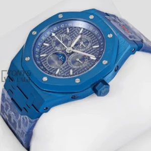Perpetual Calendar Blue Dial Stainless Steel Chain Watch