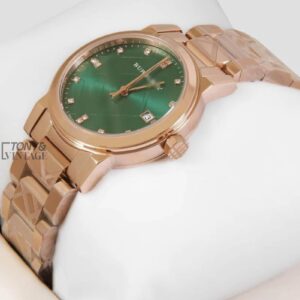 ROSE GOLD WITH GREEN DIAL & STONE FIGURE LADIES WATCH