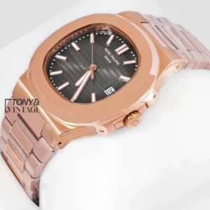 Rose Gold Automatic Watch with Charcoal Gray Dial