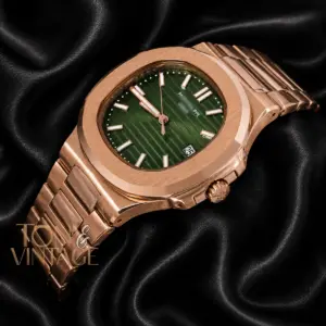 Rose Gold Automatic Watch with Green Dial